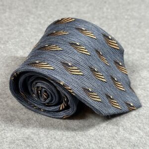 Andrew Fezza New York 100% Silk Tie Blue Gold Geometric Y2K Handmade 59x4in